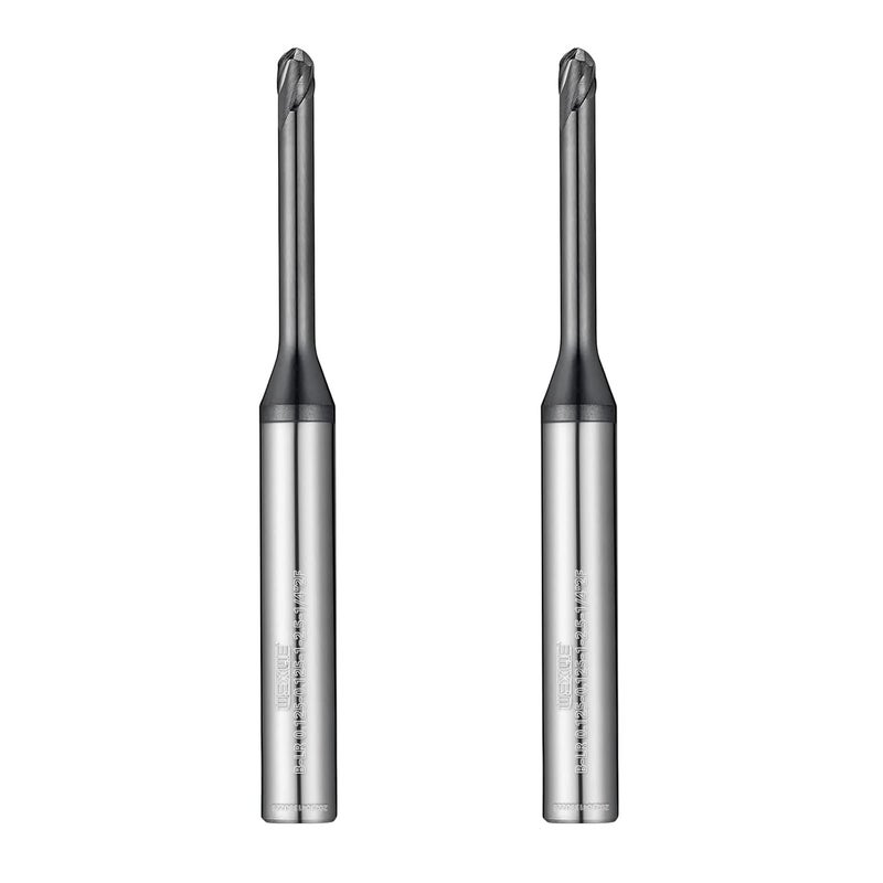 WEXWE Store Tools Ball Nose Carbide End Mill, TiAlCN Coating, CNC Cutting Tools for Stainless Steel,Hardened Steels,High Temp Alloys,Medium Alloy Steels, 2 Flute, 1/4 Shank,(Ball Mills 1/8-2.5" 2pcs) - Image 1
